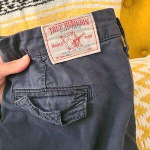 True Religion Navy Cotton Pants with Back Flap Pocket